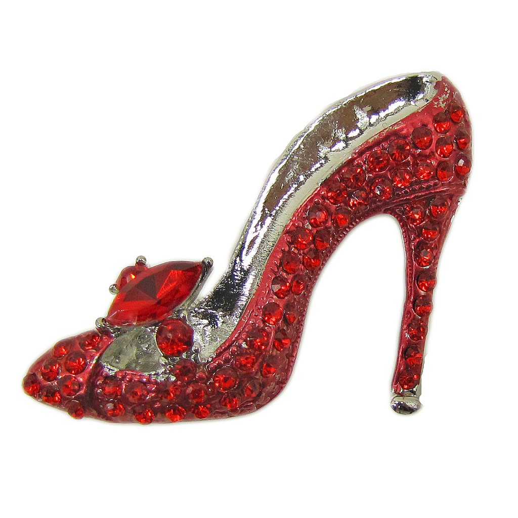 Red Crystal High Heel Shoe Brooch Pin Sparkling Red Crystal Shoe Pin